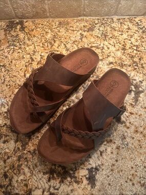 Brand New White Mountain Brown Braided Strap Women's Slide Sandals 10